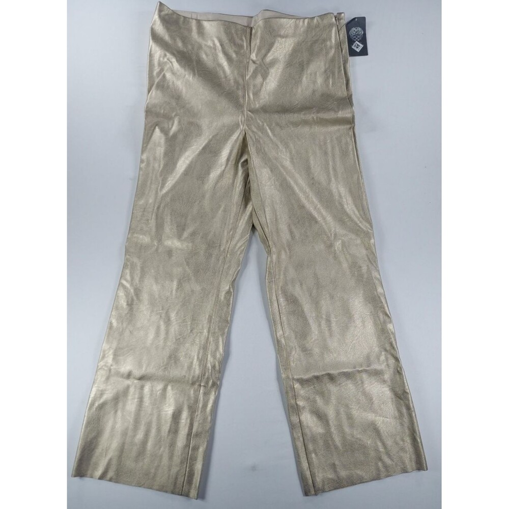 Vince Camuto Womens 14 Soft Gold Faux Leather Pants Wide Leg Party Dressy NWT